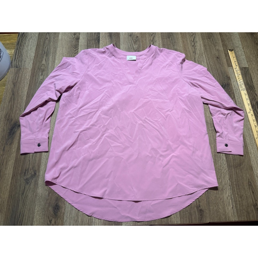 REV Blouse, Women's Size XL, Pink, V-neck, Long Sleeve